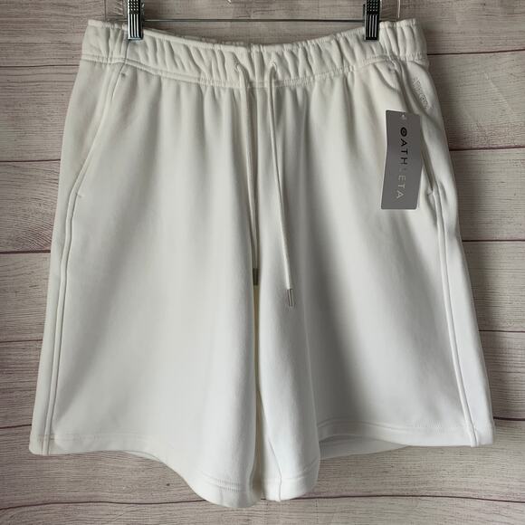 Athleta Pants - Athleta Terry Heavyweight Bermuda Shorts Bright White Drawstring Waist Size M